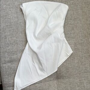 ZARA Elegant White Strapless Ruched Top Small NWT